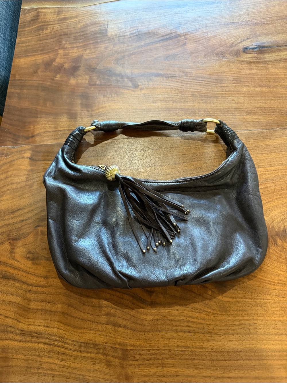 Vintage Sigrid Olsen Buttery Soft Chocolate Brown Leather Shoulder Bag Zippered